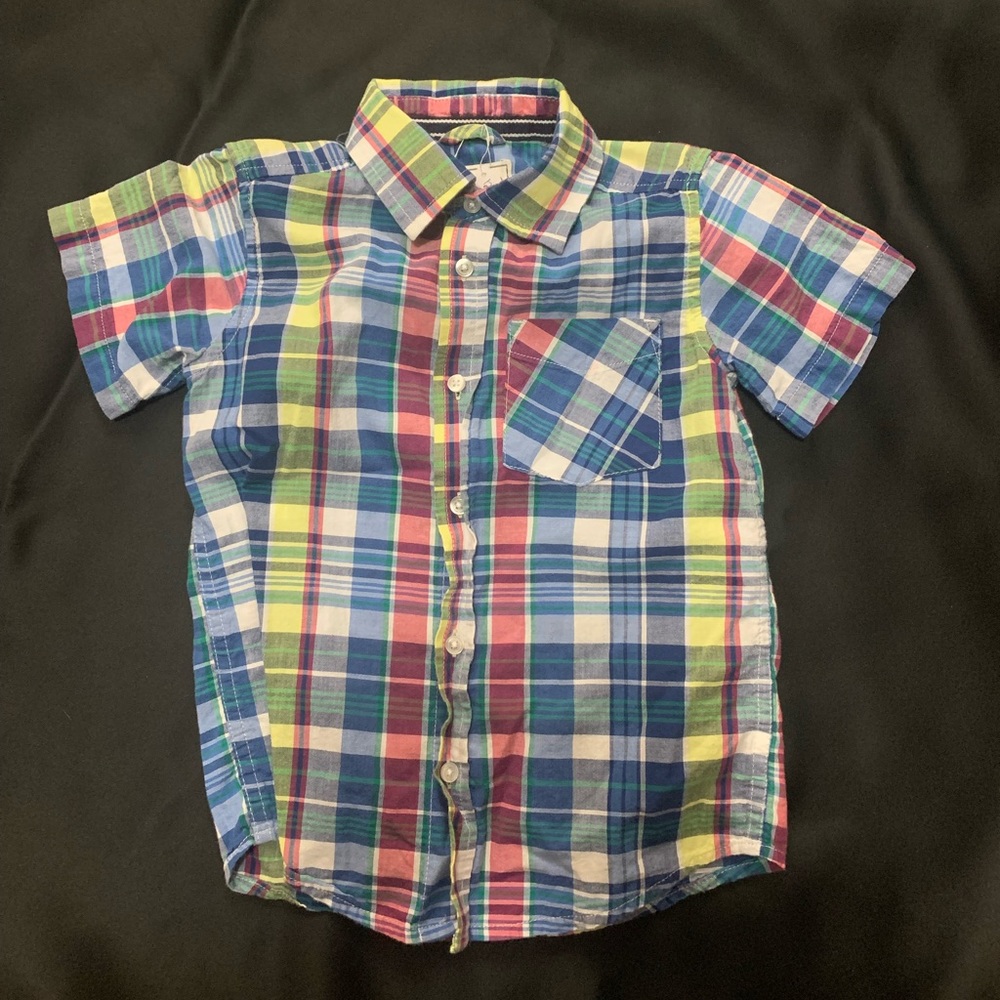 Childrens Place 4T Button Up Plaid Short Sleeve